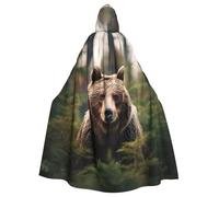 YKJJFVZ Bear - Carta da parati stampata cattiva per adulti Halloween strega Cappotto con cappuccio, unisex, costume da festa dell'orrore