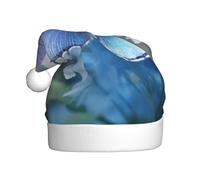 YKJJFVZ Bellissimo cappello di Babbo Natale con stampa a farfalla blu, cappello di Natale per adulti unisex cappello di Natale per festa di Capodanno