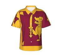 YKJJFVZ Camicia hawaiana da uomo con stampa bandiera dello Sri Lanka, essenziale per vacanze in spiaggia tropicale, perfetta per l'estate e le crociere, nero, XX-Large