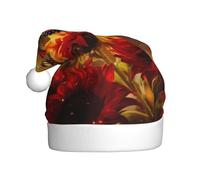 YKJJFVZ Cappello di Babbo Natale con girasoli gialli con stampa farfalla rossa Cappello di Natale per adulti Unisex Cappello di Natale per la festa di Capodanno