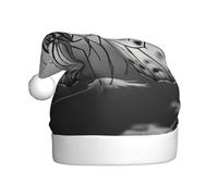 YKJJFVZ Cappello di Babbo Natale stampato farfalla bianco e nero cappello di Natale adulto unisex cappello di Natale per Capodanno festa