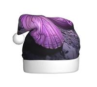 YKJJFVZ Cappello di Babbo Natale viola con stampa farfalla, cappello di Natale unisex per adulti, cappello di Natale per festa di Capodanno