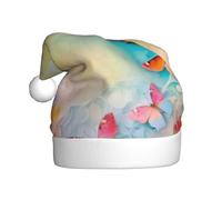 YKJJFVZ Cappello di Natale con stampa a farfalla, cappello di Natale per adulti, unisex, cappello di Natale per Capodanno, festa