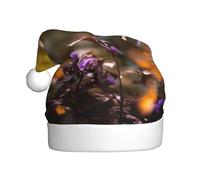 YKJJFVZ Cappello di Natale con stampa farfalla viola e oro, cappello di Natale per adulti, unisex, cappello di Natale per Capodanno, festa di festa