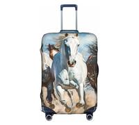 YKJJFVZ Horses Running Impression Art Valigia da viaggio, custodia per valigia elegante e protettiva per bagagli, bianco, Large
