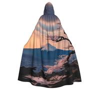 YKJJFVZ Mantello con cappuccio unisex con stampa paesaggio Monte Fuji del Giappone Rogue Cosplay Adulto Halloween Strega Cape Costume per feste horror Masquerade