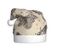 YKJJFVZ Motivo farfalla stampato Babbo Natale, cappello di Natale per adulti, unisex, cappello di Natale per Capodanno, festa