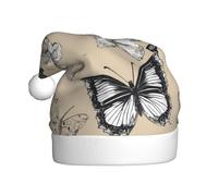 YKJJFVZ Motivo farfalla stampato Babbo Natale, cappello di Natale per adulti, unisex, cappello di Natale per Capodanno, festa