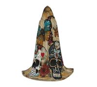 YKJJFVZ Sugar Skulls - Mantello medievale e rinascimentale con cappuccio, mago, vampiro e costumi di Halloween
