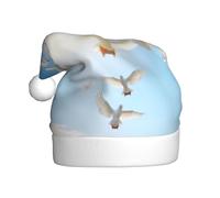 YKJJFVZ Uccello Amore Cuore Arte Stampa Babbo Natale, Cappello di Natale Adulto Unisex, Cappello di Natale per Capodanno Festa di festa