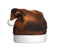 YKJJFVZ Western Desert Cactus with Cowboys Riding Horses 3 Print Santa Hat, Christmas Hat Vacation for Adults Unisex, Christmas Hat for New Year Festive Party Party