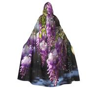 YKJJFVZ Wisteria Flowers With Dreamy Colors1 Print Rogue Cosplay Adulto Halloween Witch Mantello con cappuccio Mantello Unisex Costume per feste horror Masquerade