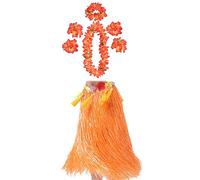 YKKJ 7 Pezzi Hula Hawaiana,Set Costume Hawaiano,Per Cheerleading Feste a Tema, Feste Di Matrimonio, Feste Di Compleanno, Halloween e Carnevale.(Arancia)