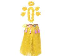 YKKJ 7 Pezzi Hula Hawaiana, Set Costume Hawaiano per Cheerleading, Feste a Tema, Matrimonio, Compleanno, Halloween e Carnevale (Giallo)