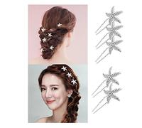 YKKJ Fermagli per Capelli Stella Marina a Forma di U Accessori per Capelli da Sposa Forcine per Capelli da Sposa Cristalli Accessori per Capelli con per Sposa, Ragazze e Donne, 5 Pezzi
