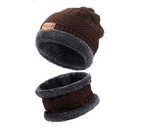 YKKJ Sciarpa per cappelli invernali Set Knit Warm Soft Fleece Fodera Warm Hat Beanie, per uomo e donna 2 pezzi.