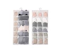 YKKJ Tasche Pensili per Intimo 1 Pezzi Organizzatori di Armadi, Organizer Armadio da Appendere, per Calze e Cravatte per Reggiseno, Double-Face, 30 Tasche