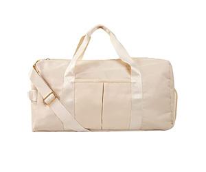 Yklhsocneg 1 Borsa da Palestra Porta Oggetti per Donne e Uomini, Borsa da Viaggio con Tasca Bagnata e Scomparto per Scarpe, Beige