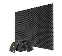 Yklhsocneg Confezione da 12 acustici ritardanti ad alta densità in schiuma a recupero rapido, 2,5 x 30,5 x 30,5 cm, nero