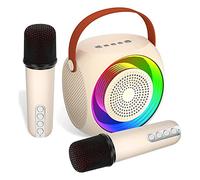 Yklhsocneg Mini altoparlante Bluetooth portatile 2 pezzi microfono fili e adulti con luci a LED,