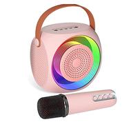 Yklhsocneg Mini altoparlante portatile Bluetooth 1 pz microfono fili e adulti con luci a LED, rosa