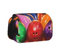 YKLJG Astuccio portapenne colorato con stampa di cupcake Happy Birthday con 2 scomparti con cerniera, grande capacità, per scuola, viaggi e ufficio, Palline da bowling, Taglia unica, Zaino per la