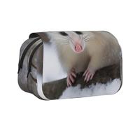 YKLJG Astuccio portapenne con 2 scomparti con cerniera, grande capacità, per scuola, viaggi e ufficio, Opossum nella Neve, Taglia unica, Zaino per la scuola