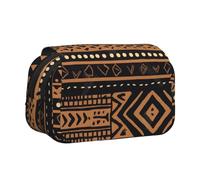 YKLJG Astuccio portapenne con stampa a righe e cervi con 2 scomparti con cerniera, grande capacità, per scuola, viaggi e ufficio, Panno di fango africano tribale, Taglia unica, Zaino per la scuola