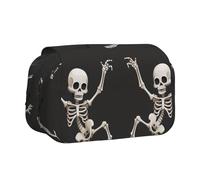 YKLJG Astuccio portapenne con stampa di alpaca, con 2 scomparti con cerniera, grande capacità, per scuola, viaggi e ufficio, Grazioso scheletro che balla., Taglia unica, Zaino per la scuola