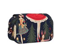 YKLJG Astuccio portapenne da donna con stampa di danza natalizia con schiaccianoci, organizer con 2 scomparti con cerniera, grande capacità, per scuola, viaggi e ufficio, Schiaccianoci Balletto di