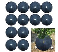YKMYXZ， 12 Pezzi di tappetini Anti-Erbacce, Tappetino Anti-Erbacce Rotondo, barriera Anti-Erbacce, Copertura del Terreno, Anello di pacciamatura for Alberi, for Giardino Esterno(Diameter 10.6 inch)