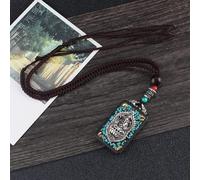 YKMYXZ， 30 Disegni in Stile Etnico Fatti a Mano Thangka in Legno di Sandalo Nero con Ciondolo a Forma di Dio Elefante Bagua, Collana Toem in Stile Esotico(4)