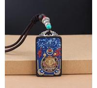 YKMYXZ， 30 Disegni in Stile Etnico Fatti a Mano Thangka in Legno di Sandalo Nero con Ciondolo a Forma di Dio Elefante Bagua, Collana Toem in Stile Esotico