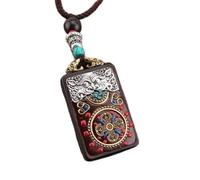YKMYXZ， 30 Disegni in Stile Etnico Fatti a Mano Thangka in Legno di Sandalo Nero con Ciondolo a Forma di Dio Elefante Bagua, Collana Toem in Stile Esotico(14)