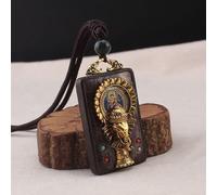 YKMYXZ， 30 Disegni in Stile Etnico Fatti a Mano Thangka in Legno di Sandalo Nero con Ciondolo a Forma di Dio Elefante Bagua, Collana Toem in Stile Esotico(23)