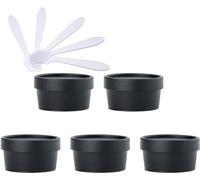 YKMYXZ, 5 pz 200 ml Maschera Rosa Ciotola per miscelare vasetti di plastica vuoti 200 g con rivestimento interno per la conservazione del corpo mano crema viso lozione gel 5X spatola, svart, 50ml