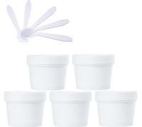YKMYXZ, 5 pz 200 ml rosa maschera ciotola di miscelazione vuota 200 g barattoli di plastica con fodera interna per la conservazione del corpo mano viso crema lozione gel 5X spatola, Bianco, 100ml