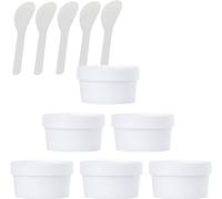 YKMYXZ, Barattoli di plastica vuoti per maschera facciale rosa da 200 ml, con bocca larga, contenitore cosmetico impermeabile da 200 g con coperchi e spatola da 6 pezzi, 6 pezzi