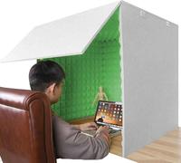 YKMYXZ， Box portatile for registrazione vocale, cabina di isolamento for microfono, schermo isolante for studio, blog, uso vocale(Green)