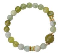 YKMYXZ, Bracciale in giada Bracciale elastico con perline Giada verde Donne Uomini Bracciale malocchio Decorazione di gioielli in stile vintage