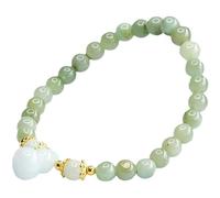 YKMYXZ, Braccialetto di giada da 6 mm Bracciale di giada in giada Bracciale Vintage Arredamento Ricchezza Bracciale Buona Buona Buona fortuna per le Donne