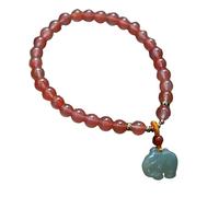 YKMYXZ, Braccialetto in giada da 5 mm, nefrite etica, Feng Shui, elefante, talismano spirituale, portafortuna, braccialetto elasticizzato