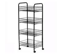 YKMYXZ, Carrello for dormitorio, cestino portafrutta, espositore for snack e caramelle, organizer da pavimento multilivello(Black)
