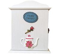 YKMYXZ, Cassetta portachiavi da parete in stile pastorale americano, intagliata, for la gestione delle chiavi, scatola portaoggetti creativa a forma di casa da parete, ciondolo artistico da parete(Whi