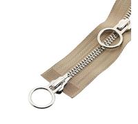 YKMYXZ Cerniere per Il Cucito， 1PC Zip Giacca con Cerniera Doppio cursore Cucito Fai-da-Te Cerchio Cursori Accessori for l'Abbigliamento(Khaki,70cm)