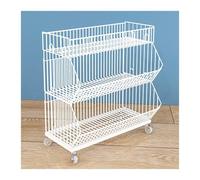 YKMYXZ, Cestini portaoggetti in filo metallico a 2/3/4/5 livelli, ripiani mobili for supermercati, espositori for negozi(White,35.43x17.72x31.50in)