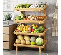 YKMYXZ, Cestino portafrutta e verdura in legno, indipendente, con corrimano, staccabile for casa/cucina/dispensa(Ligjt Grey,(4 Tier) 66cm/26in W)