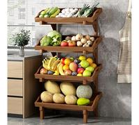 YKMYXZ, Cestino portafrutta e verdura in legno, indipendente, con corrimano, staccabile for casa/cucina/dispensa(B,(4 Tier) 66cm/26in W)