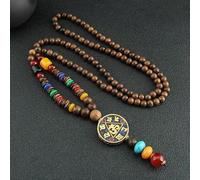 YKMYXZ, Collana con Catena for Maglione in Stile Etnico retrò Thangka con Perline di Legno, Stile Cinese, for Uomo e Donna, Accessori for Collana Lunga Nepalese(B)