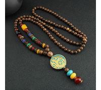 YKMYXZ, Collana con Catena for Maglione in Stile Etnico retrò Thangka con Perline di Legno, Stile Cinese, for Uomo e Donna, Accessori for Collana Lunga Nepalese(Cup a)